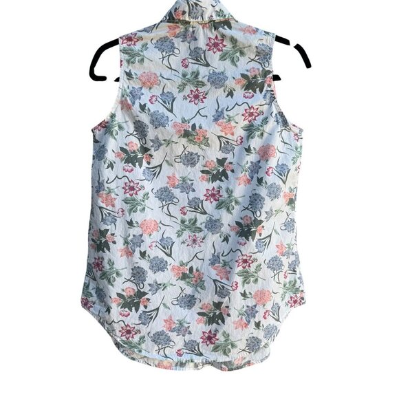 Guess Vintage 80s 90s Floral Sleeveless Button Down Soft Cotton Summer Top Shirt - Picture 4 of 7